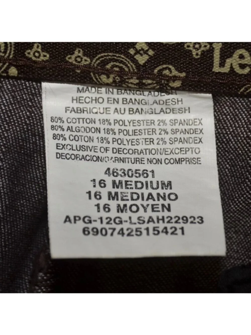 Lee No Gap Waistband Pants Womens 16 M Brown Straight Leg Stretch Cotton Trouser